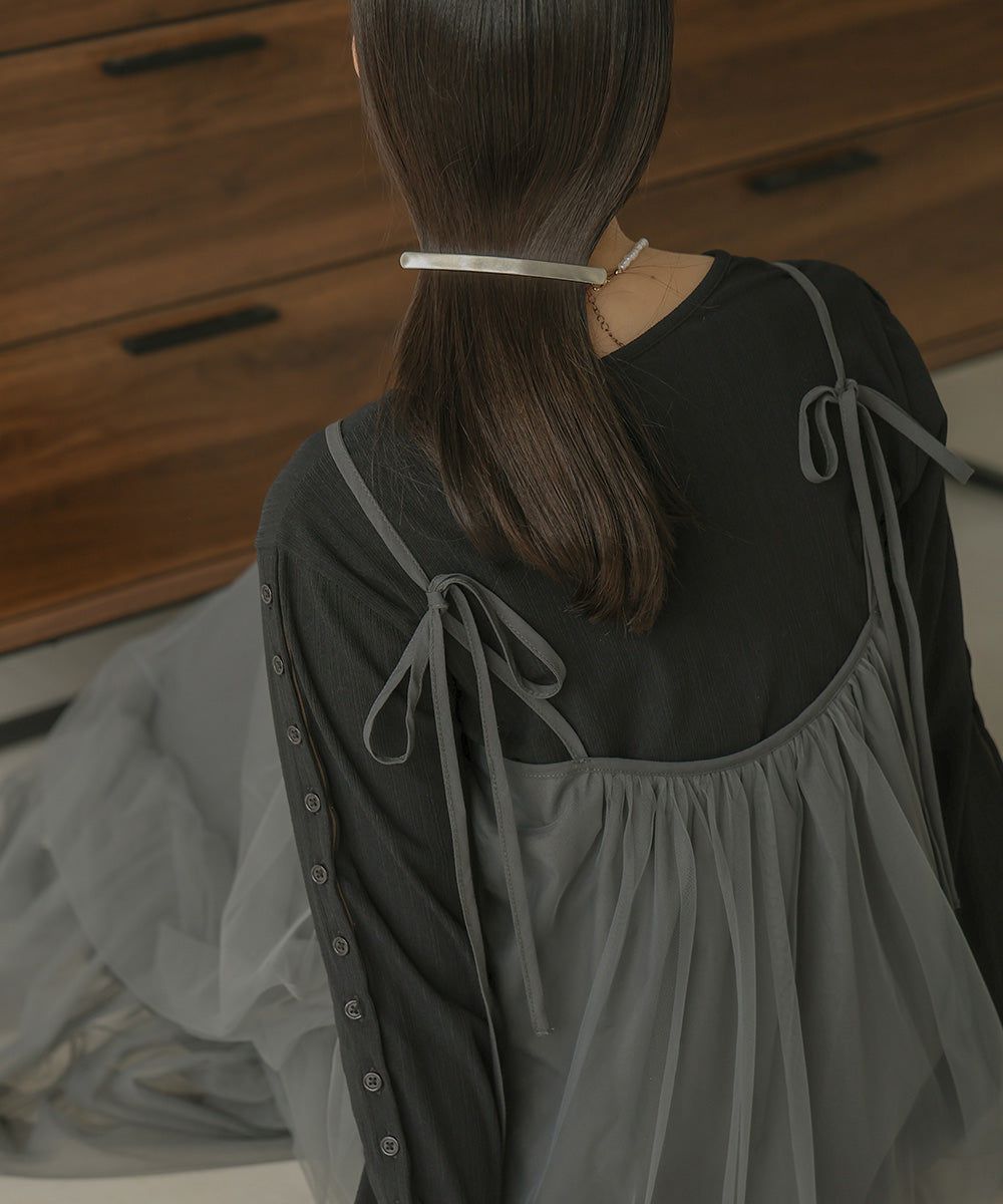 日本 Bab - 夢幻歐根紗拼接吊帶裙-夢幻粉