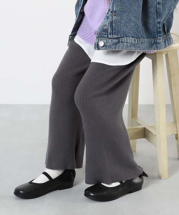 日本 devirock - 羅紋小喇叭開叉長褲(可機洗)-卡其棕