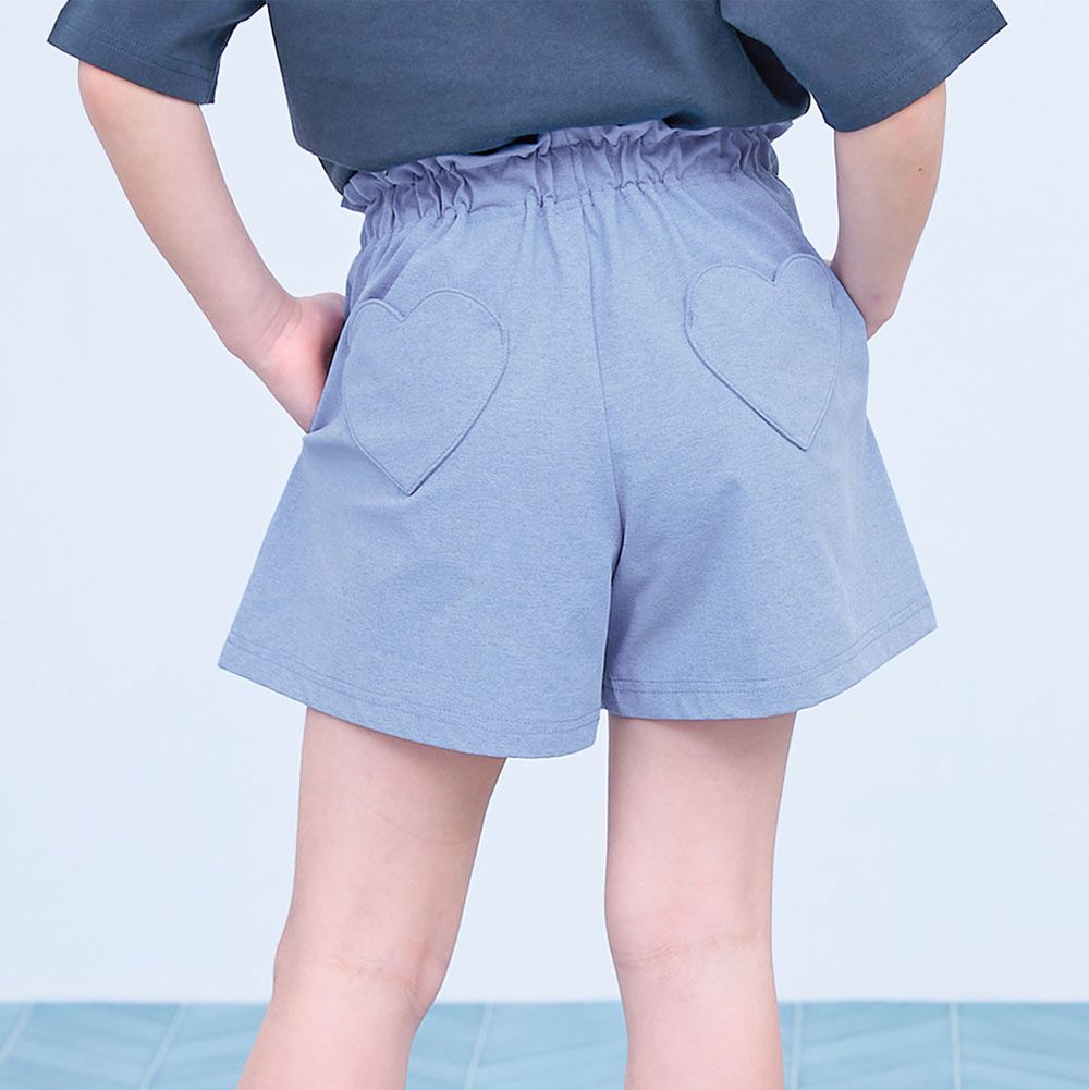 [快乾防皺]可烘乾防污機能短褲-愛心口袋-藍