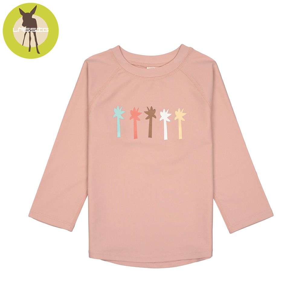 嬰幼兒抗UV長袖泳裝上衣-棕櫚樹粉