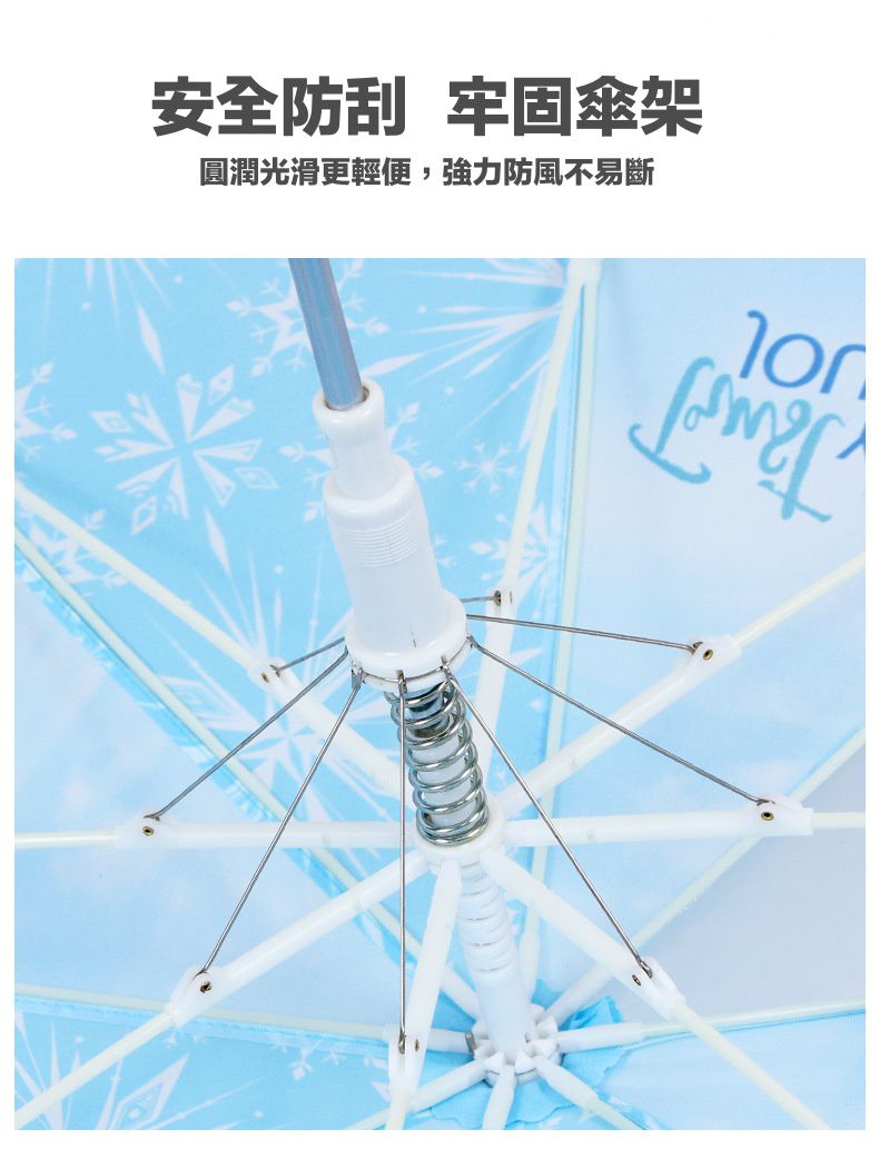 花邊兒童半自動雨傘-卡通人物艾莎-粉色