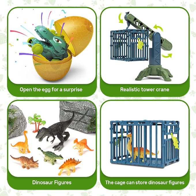 CuteStone - 兒童趣味恐龍卡車軌道玩具套裝組合