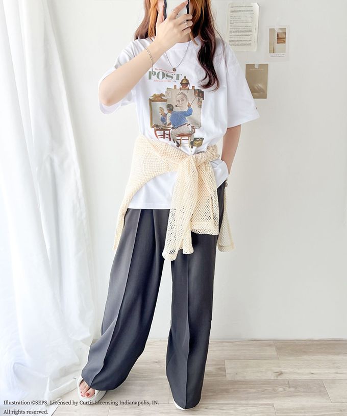 日本 Classical Elf - 設計師聯名 復古印花寬版T恤-三重自畫像-炭灰