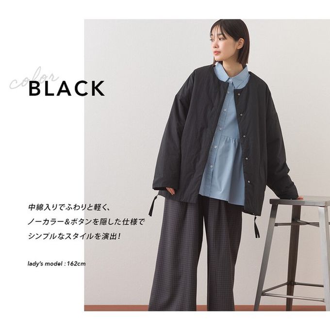 日本 OMNES - 側拉鍊造型科技羽絨無領保暖外套-黑