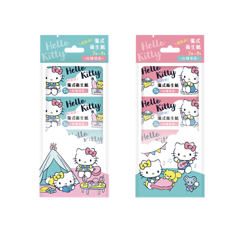 HELLO KITTY - 玫瑰清香濕式衛生紙迷你包7抽×8小包×24組(箱購＿共7抽×192小包)