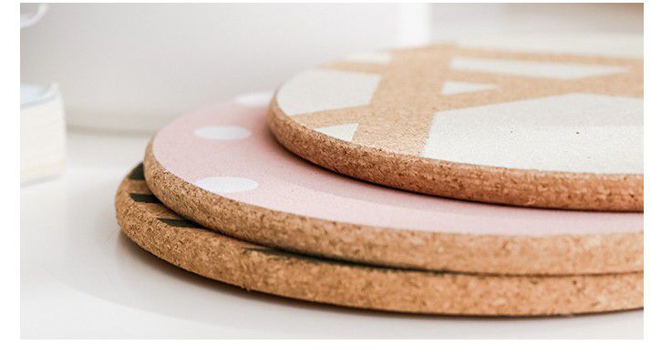 北歐軟木隔熱墊-圓形-粉色 (直徑17cm)