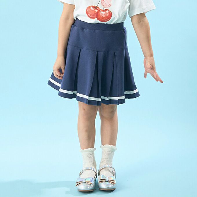 日本 Lycee mine - 水手風百摺短裙-(內襯安全褲)-淺灰