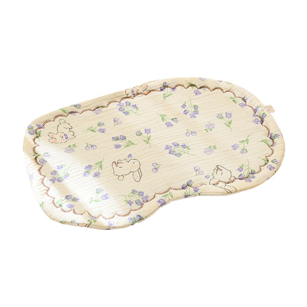 嬰兒枕枕巾 加厚透氣寶寶枕頭墊 八層紗枕巾-蘭花兔 (23*38cm)