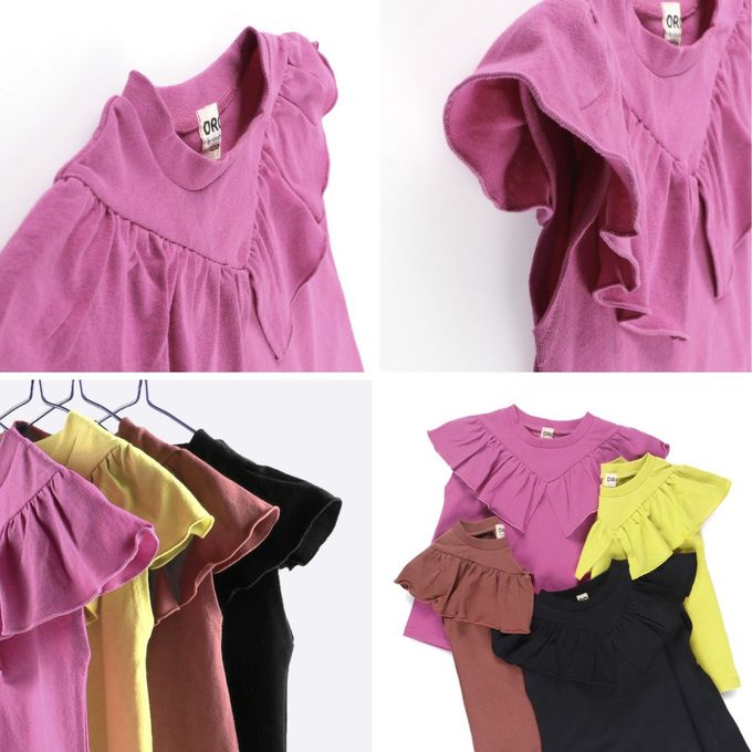 日本 BRANSHES - 俏皮荷葉大翻領短褲套裝-黃