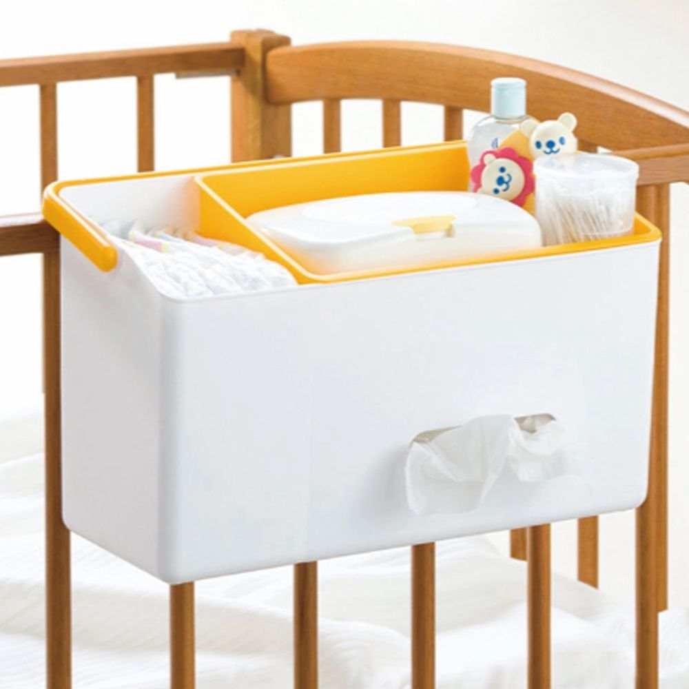 日本 like-it - 日本製 嬰兒床邊用品收納箱-黃