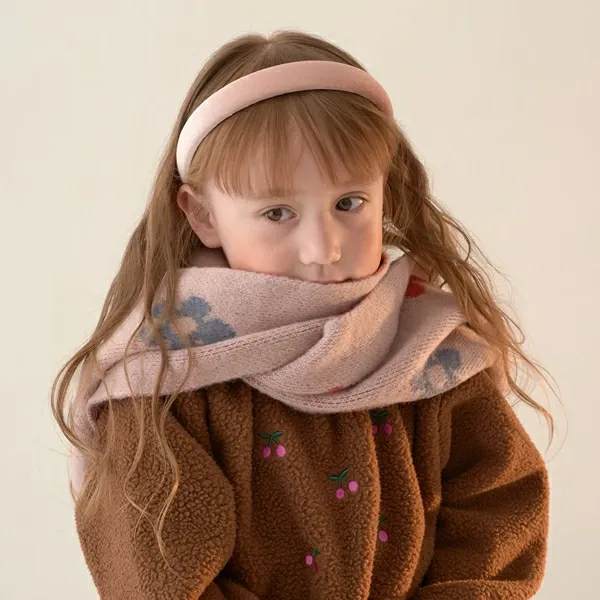 日本 Lycee mine - 少女小花柔軟圍巾-粉紅 (F)