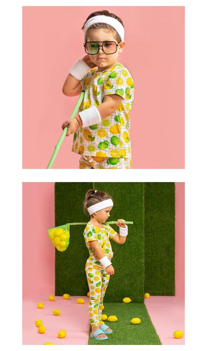 英國 SLEEP NO MORE - 100% 有機棉兒童短袖上衣-檸檬