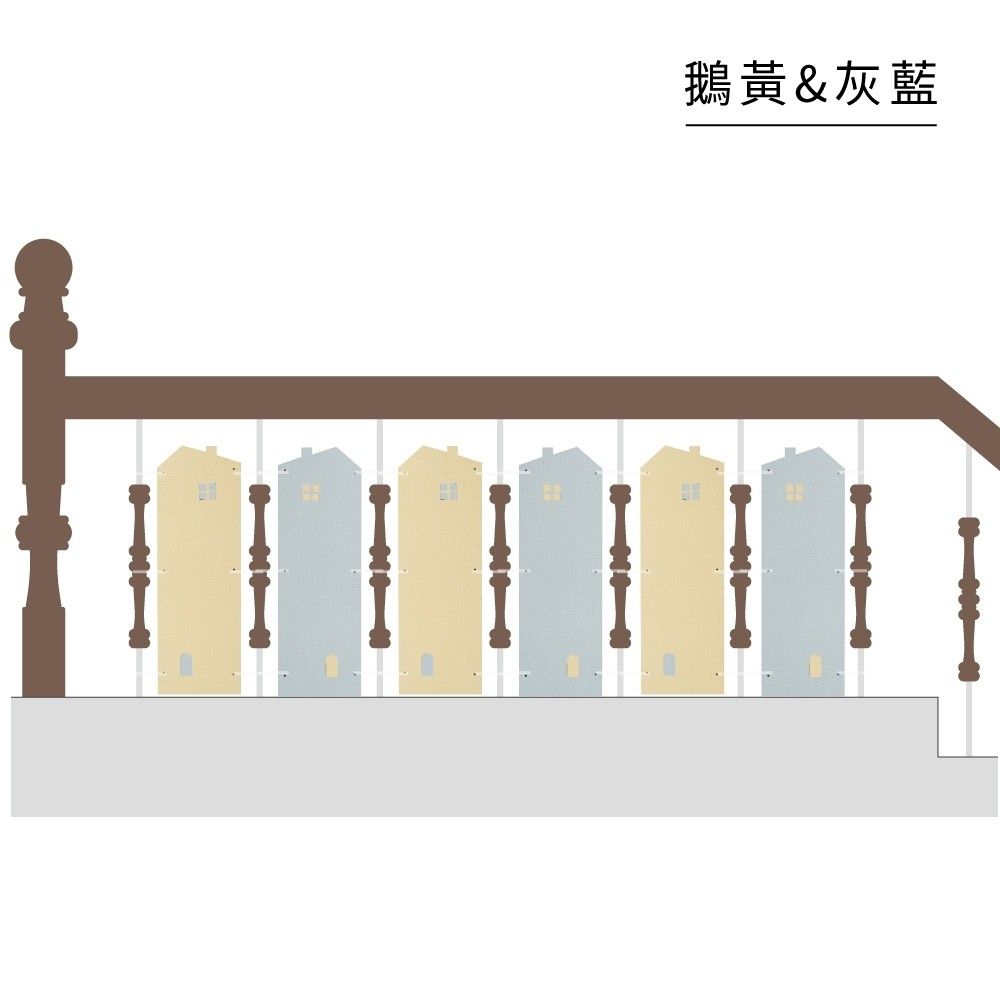 EVA無毒樓梯安全護板6片組-小屋款-鵝黃&灰藍 (18cm*56cm*2cm)