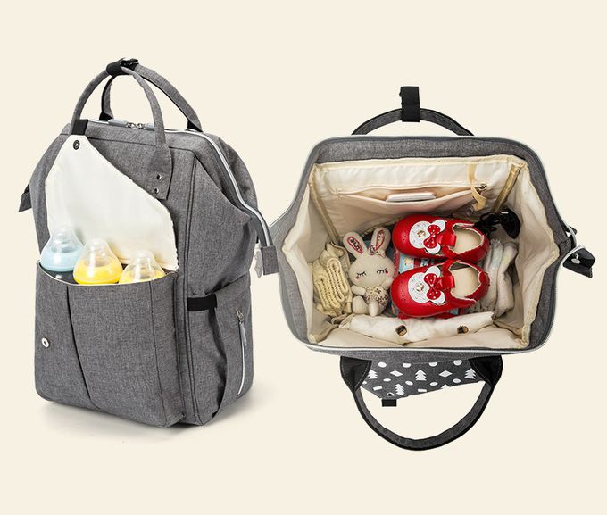 多功能防水後背包/媽媽包-迷彩款-灰色 (40x33x20cm)