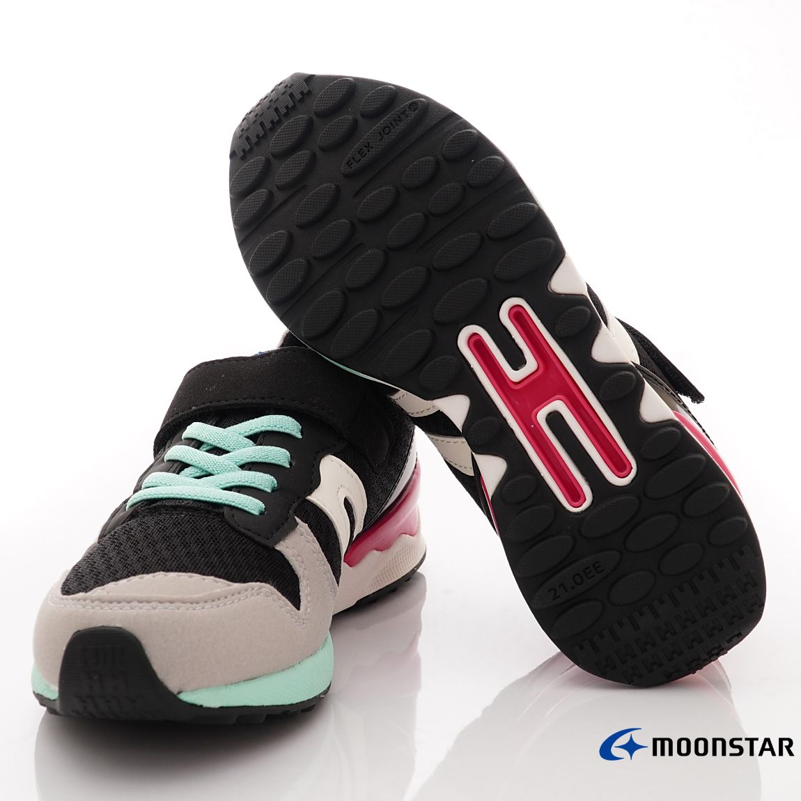 Moonstar日本月星 - 頂級HI系列穩健運動款(中大童段)-運動鞋-黑綠