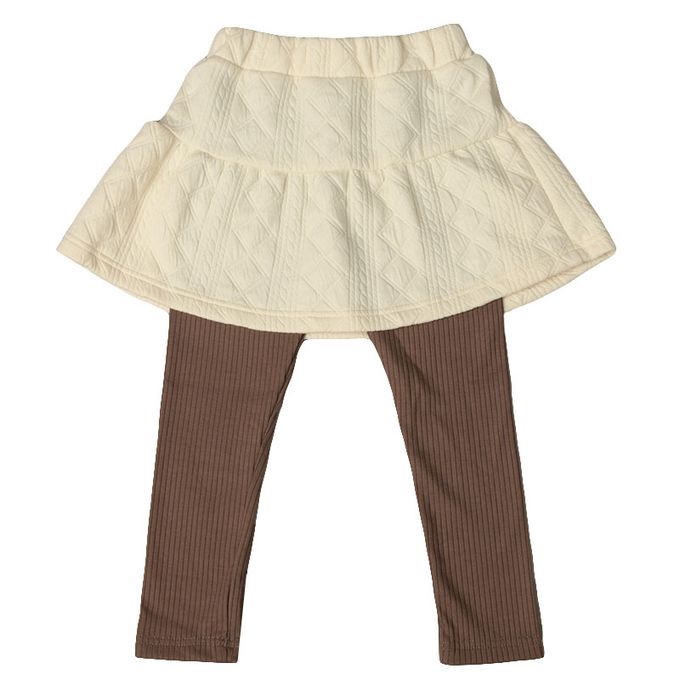 akachan honpo - 10分假兩件裙褲-鋪棉-象牙白色