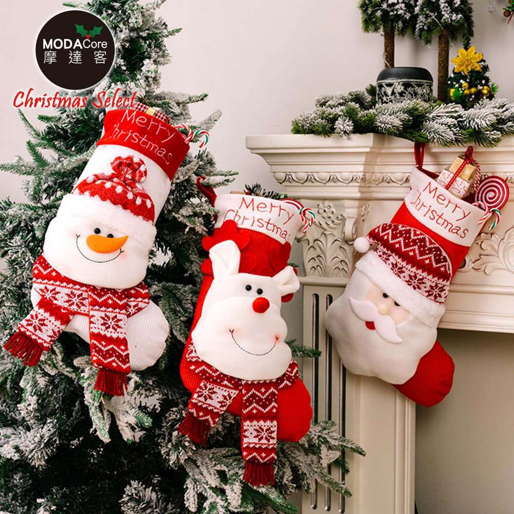 溫暖紅白紋聖誕襪-耶誕派對交換禮物款式可選