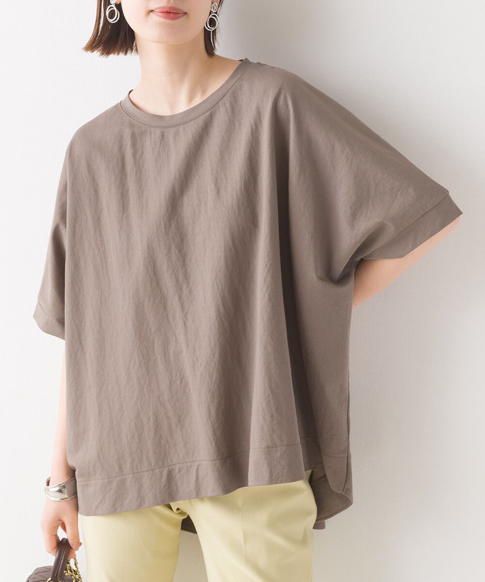 日本 OMNES - 涼感機能 嫘縈混落肩短袖上衣-白