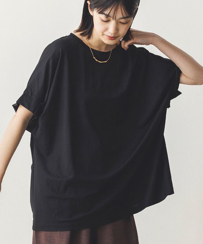 日本 Sans Souci 34+ - 接觸涼感 寬鬆打摺短袖上衣-咖啡棕