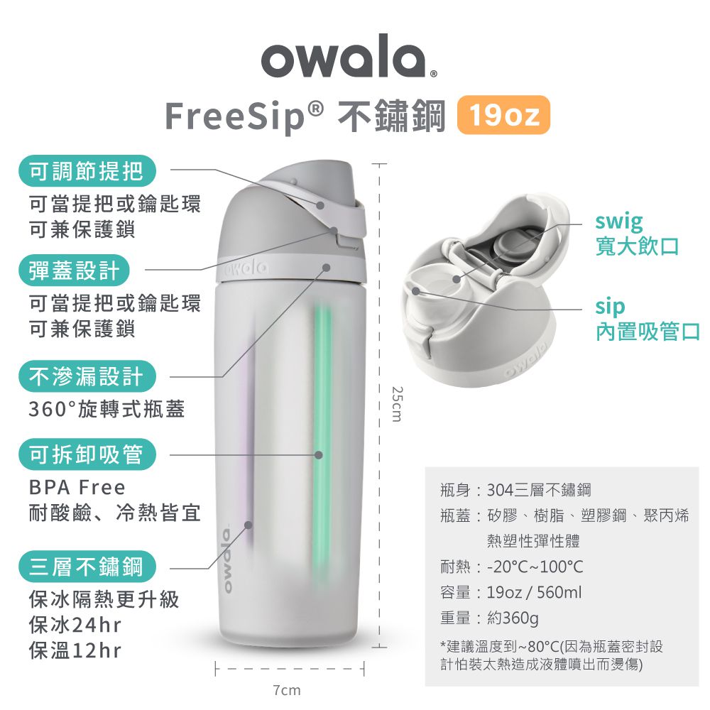 Freesip三層不鏽鋼保溫杯｜專利雙飲口｜-560ml