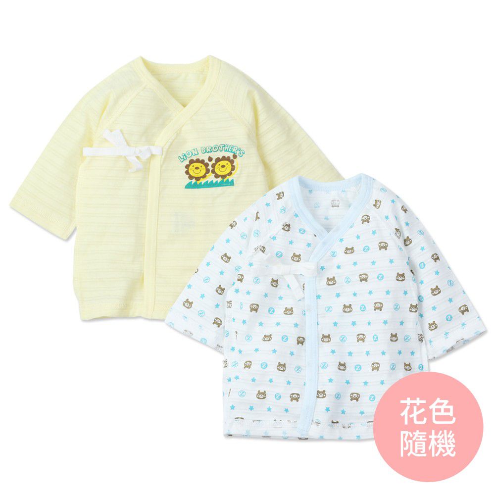 JoyNa - 2件入-春夏竹節棉 新生兒綁帶短袖睡衣上衣-男寶寶2件入-花色隨機 (均碼(60cm))
