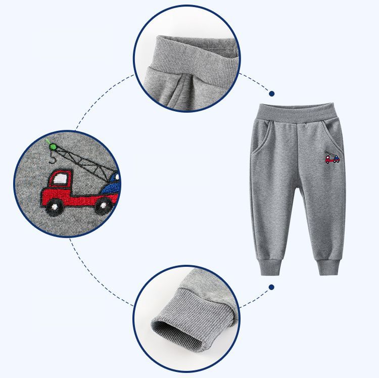 加絨棉混紡長褲-車車系列-藍色