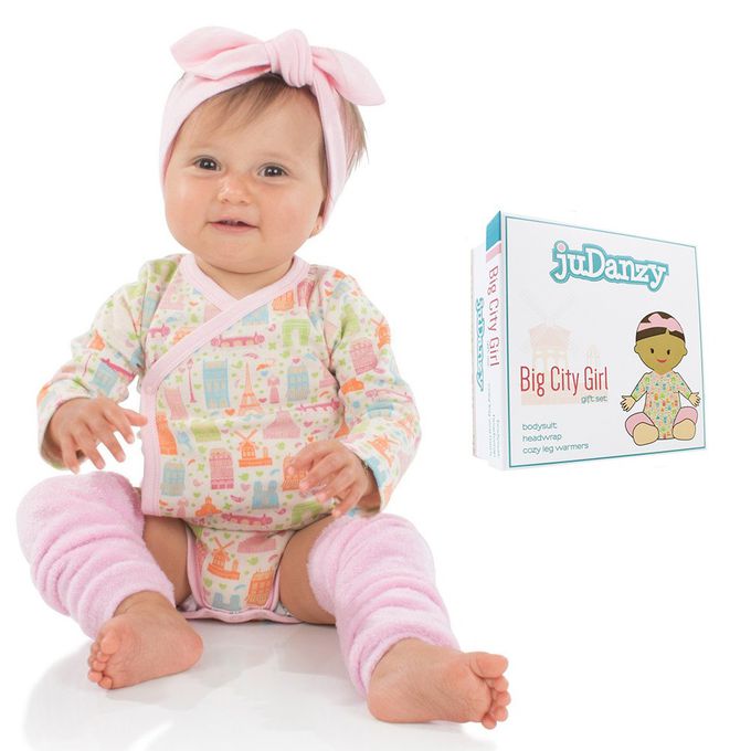 美國 juDanzy - 三件式禮盒組(包屁衣+髮帶與襪套)-甜美粉嫩