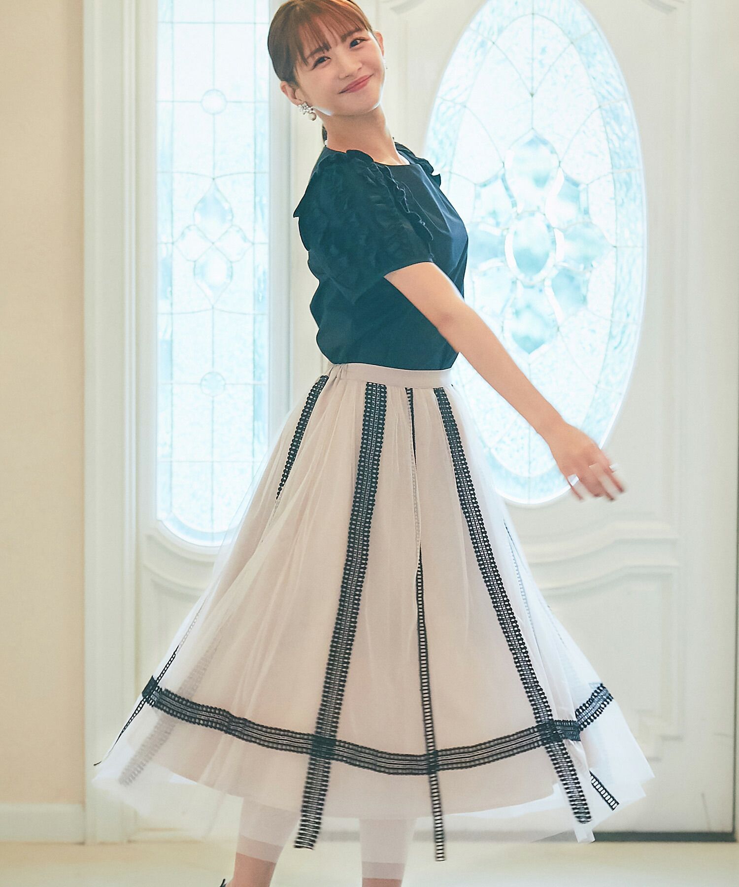 日本 tocco-closet - 夢幻優雅層次紗裙-冰河灰