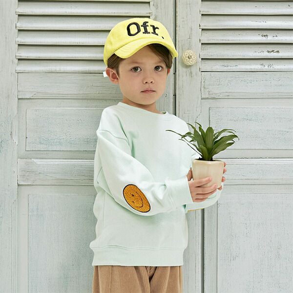 日本 b-ROOM - 療癒笑臉刺繡長袖上衣-深藍