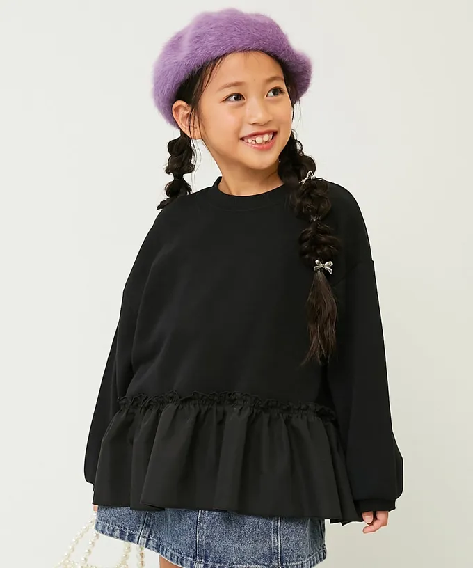 日本 devirock - 層次荷葉邊縮口長袖上衣-灰