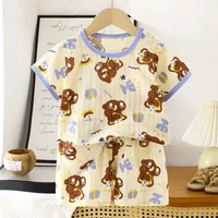 WarmNest - 純棉網眼透氣短袖短褲家居服套裝-幸福熊
