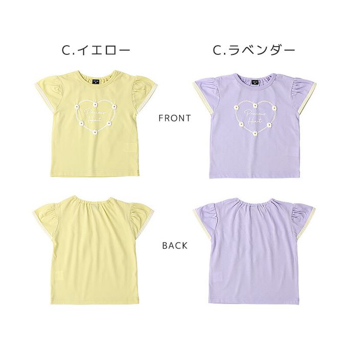 日本 ZOOLAND - 可愛女孩印花短袖上衣-蕾絲下擺-薄荷綠