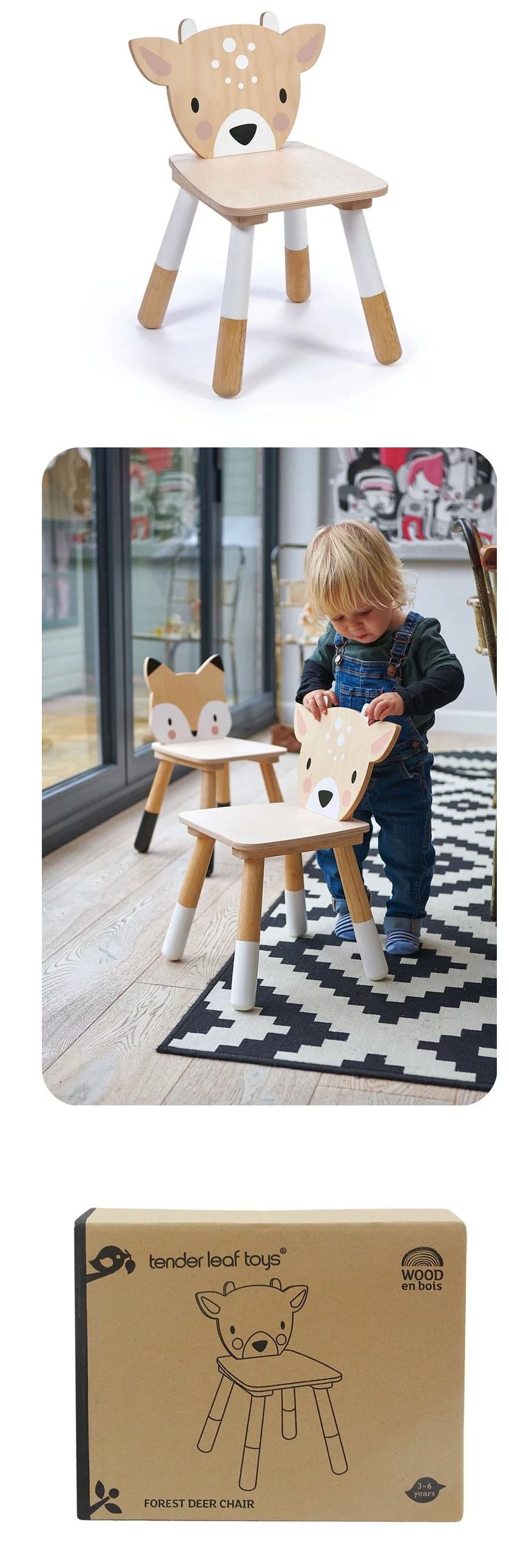 美國 Tender Leaf - 童話森林萌萌鹿(木製兒童椅）