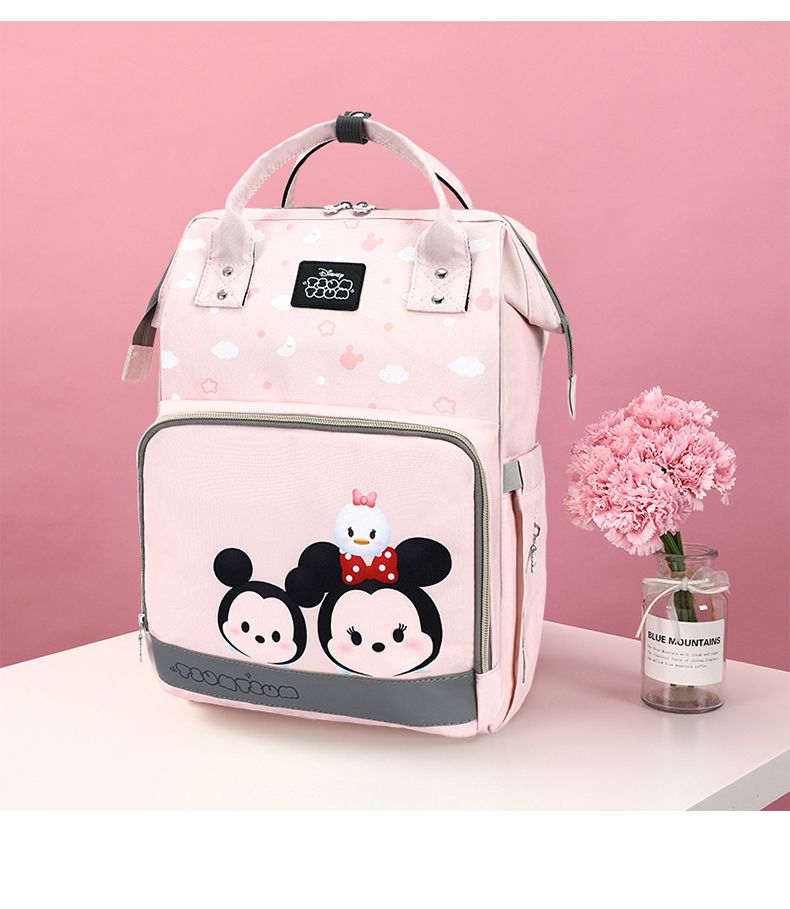 卡通人物防髒後背包/媽媽包-TSUM TSUM-粉色 (40x26x14cm)