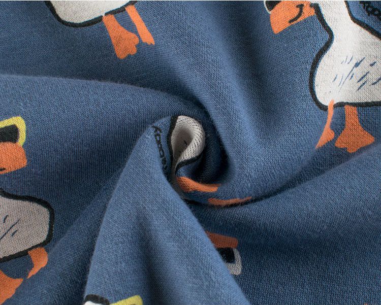 加絨棉質圓領長袖上衣/大學T-帥氣鴨子-海軍藍