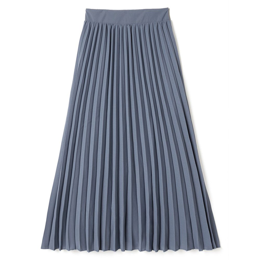日本 GRL - 顯瘦立體壓紋百褶長裙-天灰藍