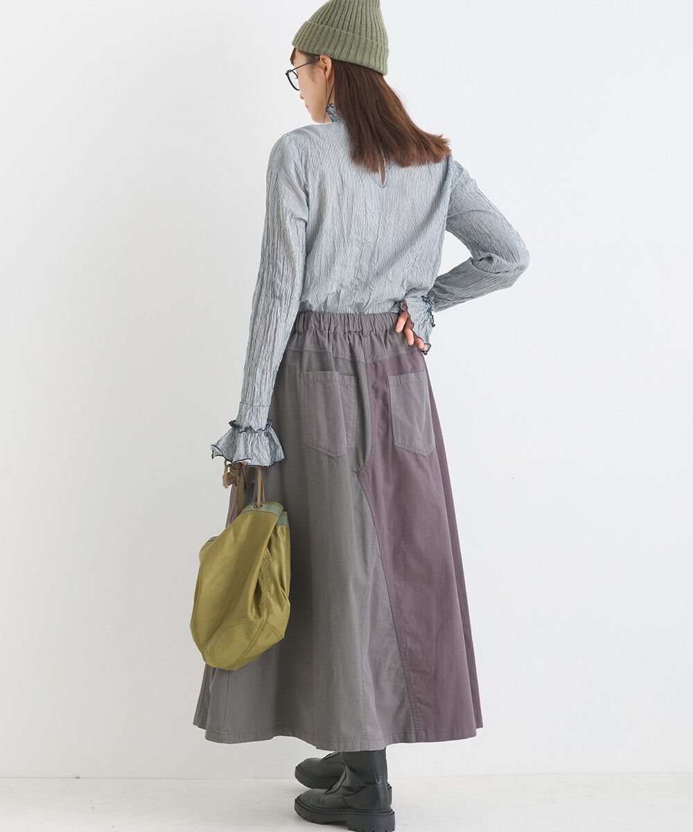 日本女裝代購 - 休閒風口袋拼接百搭長裙-軍綠