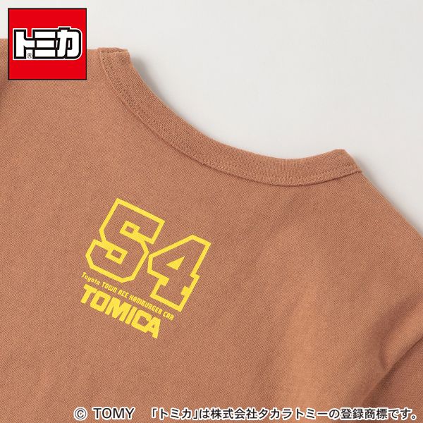 日本 petit main - TOMICA聯名 印花短袖上衣-漢堡車-摩卡