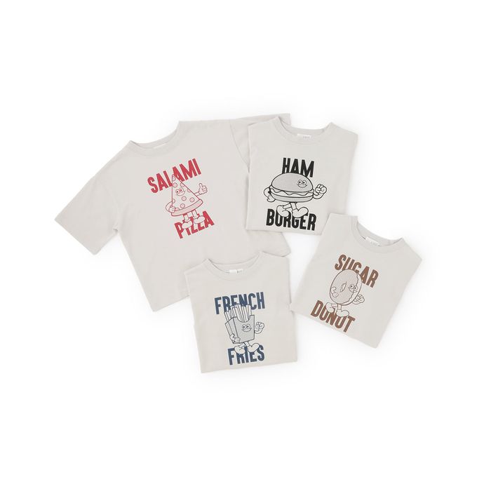 日本 b-ROOM - 防污速乾簡約印花短袖上衣-甜甜圈-咖啡