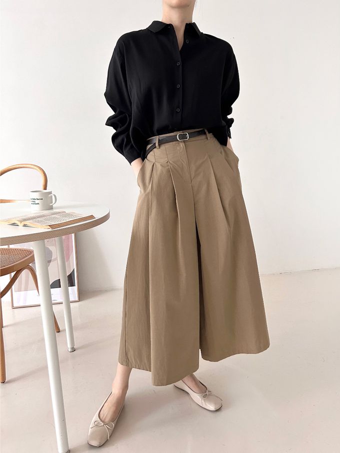 韓國女裝連線 - 質感薄透長袖翻領襯衫-白 (FREE)