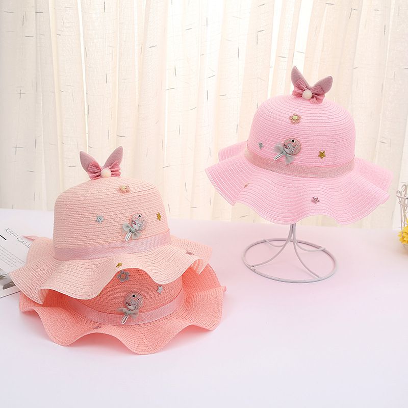 日系沙灘波浪邊草帽/遮陽帽-藍色 (建議2-6歲)