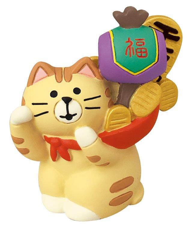 日本 Decole - 可愛新年小擺飾好運貓咪-家庭圓滿 (4.3x2.5x4.6cm)