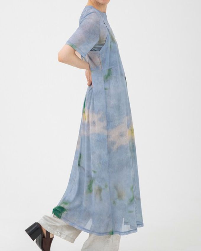 日本 gleam - 穿搭有型 暈染透膚細肩帶洋裝-橘系