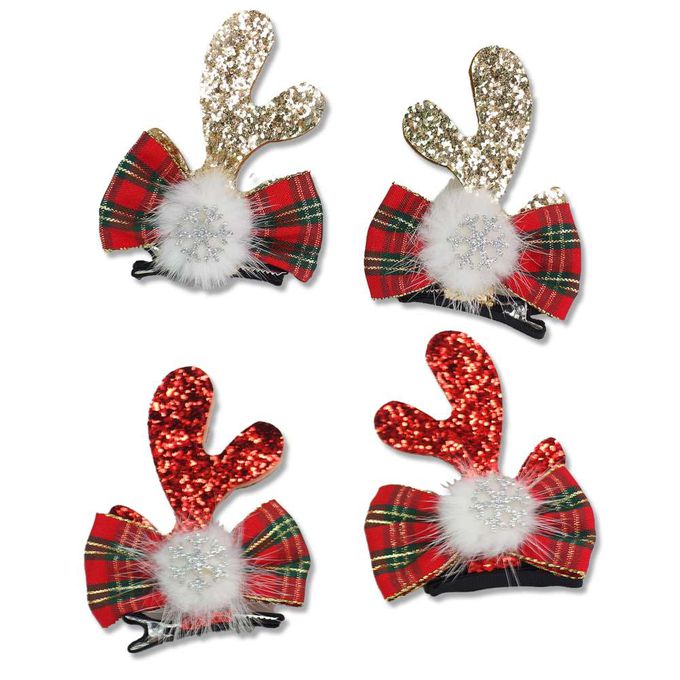 MODACore 摩達客 - 聖誕金蔥大鹿角髮夾超口愛二款優惠組