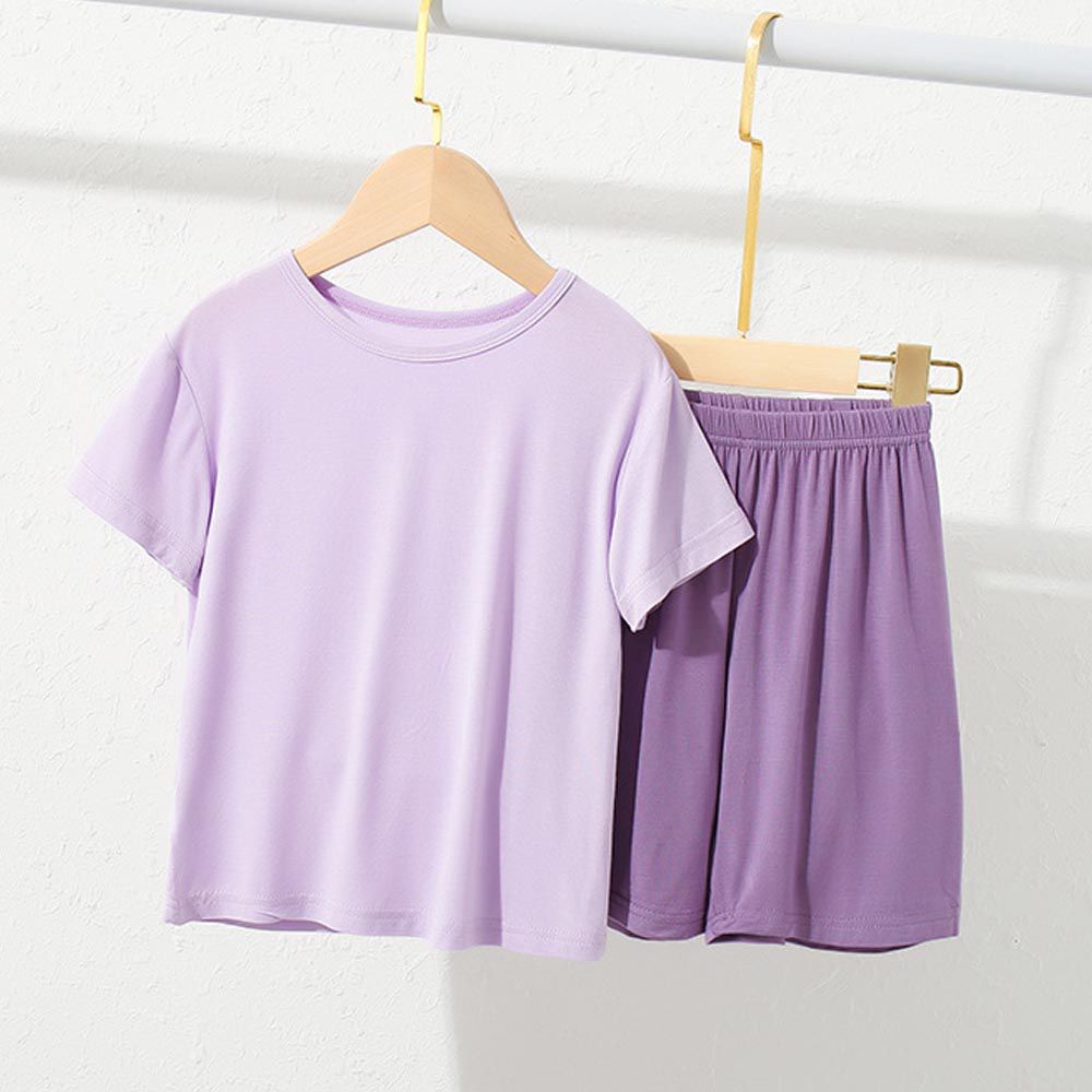 親子透氣涼爽短袖家居服套裝/空調服-夢幻紫