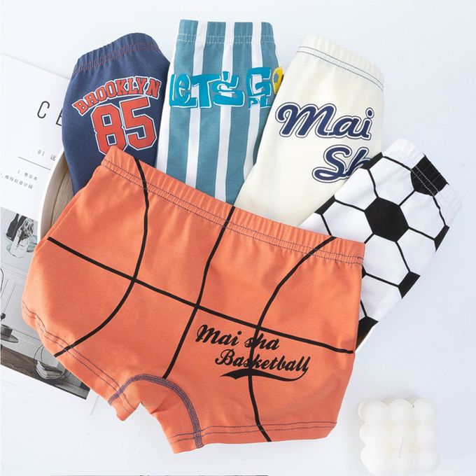 小 pipi - 純棉兒童四角平口內褲5件組_男童-運動男孩