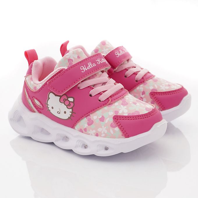 hello kitty 小花電燈炫亮款(中小童段)-休閒鞋-粉