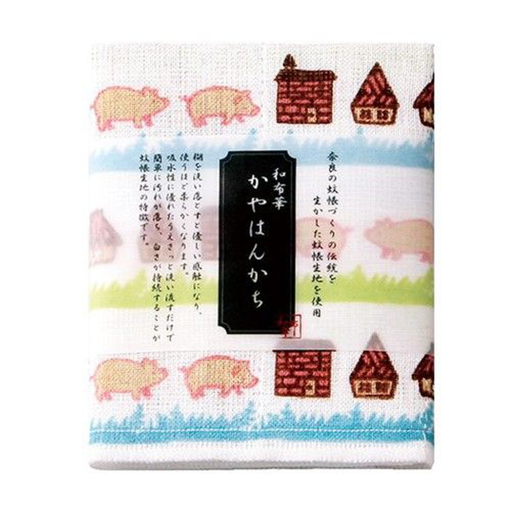 日本代購 - 【和布華】日本製奈良五重紗手帕-三隻小豬 (30x26cm)