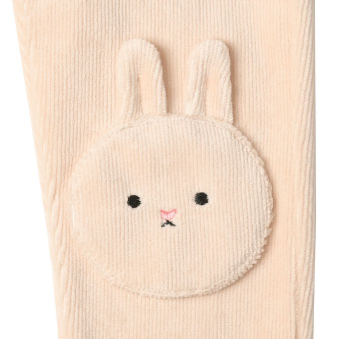 akachan honpo - 10分燈心絨褲-膝蓋圖案-淺卡其色