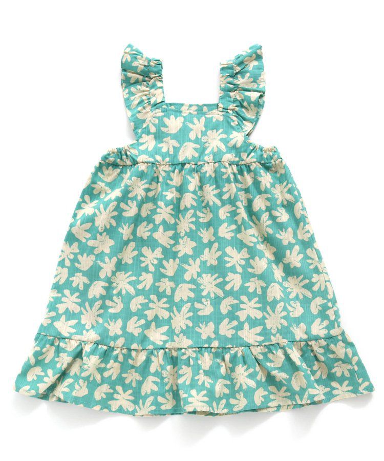 日本 BREEZE - 滿版度假印花傘狀無袖洋裝-紫x米